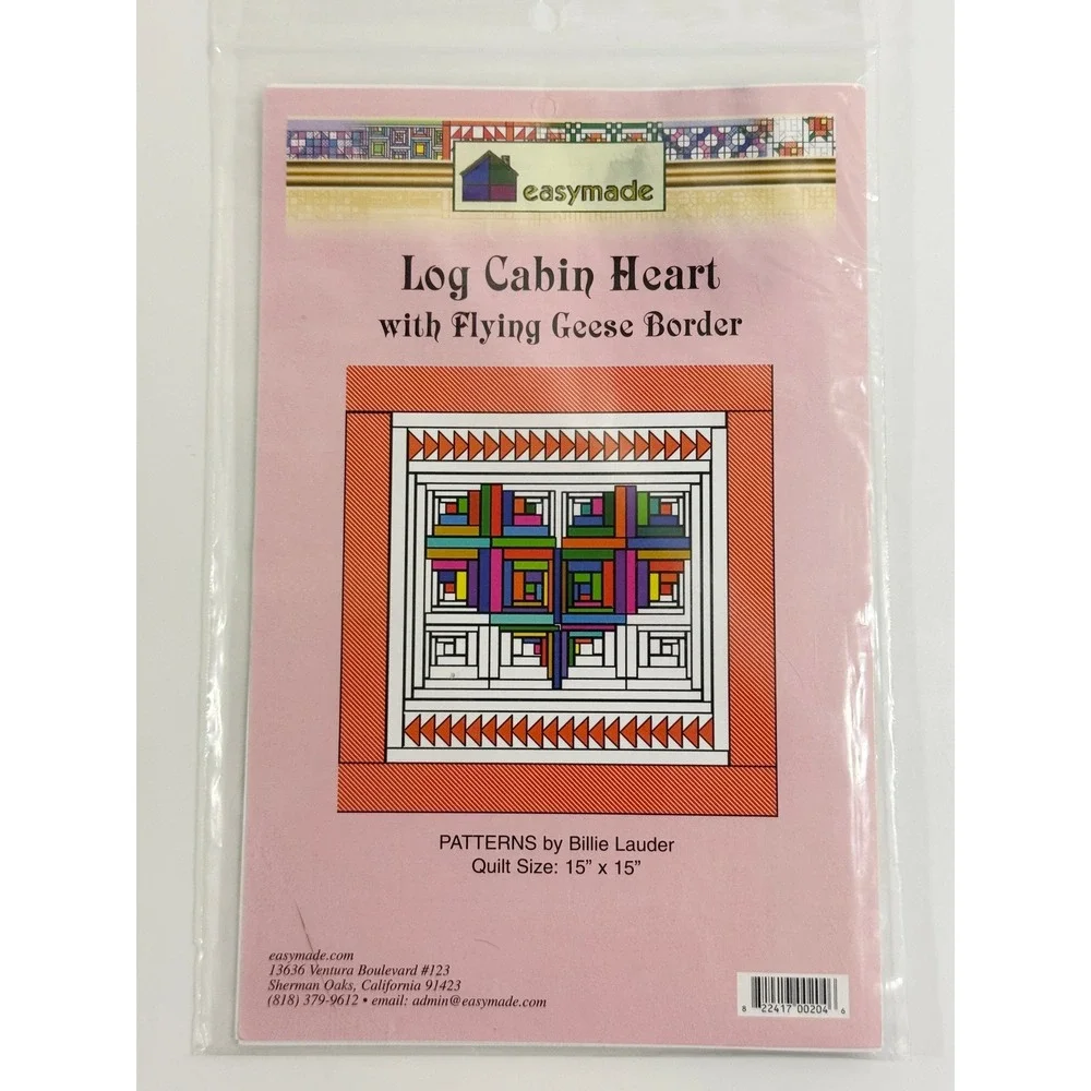 Easymade Quilt Pattern Unisex 15x15 Multi Log Cabin Heart Flying Geese Border